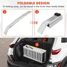LILIIN Non si tiene suFolding Loading Ramp,78 x 10 Inch Portable ATV Ramps for Pickup Trucks, Steel Tri-Fold Car Ramp with Wheel Stops, Max 750LBS Capacity, 1PC