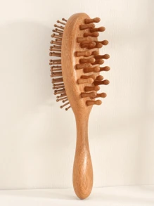1支木质气垫按摩发梳，多功能双面设计：粗齿用于头皮按摩，细齿气垫用于造型，女士发梳，返校季、旅行度假必备，女士美发配件，梳子，发刷，边缘梳，梳子，梳子，解结梳，球形梳，迷你发梳套装，木梳，发梳，梳子套装，梳子，卷发梳，解结梳，女士发梳，美发产品，美发工具，美发用品，理发师，理发配件，理发店，美发设备