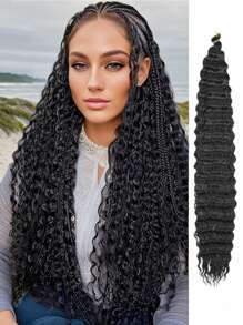 Deep Wave Crochet Hair 32 Inch Ocean Wave Crochet Hair 1 Pack Synthetic Curly Crochet Hair For  Long Deep Wavy Curly Crochet Braiding Hair For Bohemian Braids Hair Extensions Natural Black