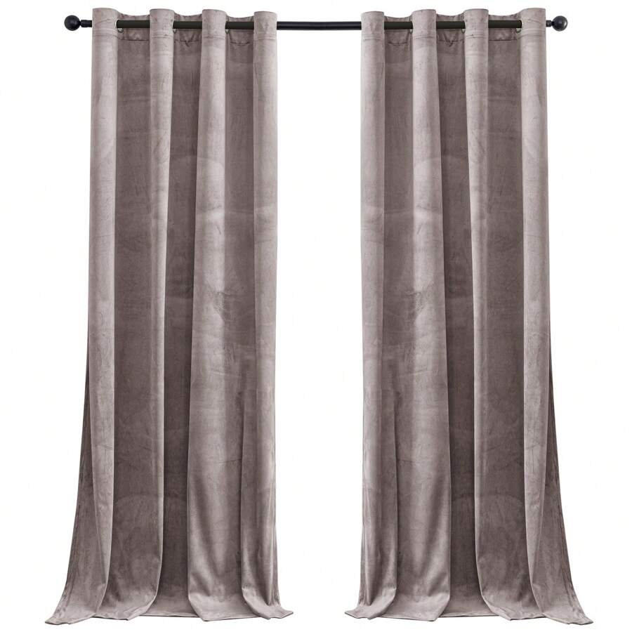 CYCMACO 2 Piece Velvet Indoor Curtains, Modern Bedroom Blackout Curtains With Eyelets, Cold Insulating Thermal Curtain For Living Room Lounge Children's Room - 紅色 - 查看 1