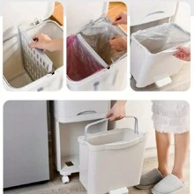 1pc Large Capacity Classified Trash Can, Multi-Tier Trash Can, Table Height Bin, Kitchen Household Rubbish Bin With Lid, Integrated Anti-Odor Dry & Wet Separation Classification Garbage Can, Kitchen Recycling Bin - White 49L - View 8