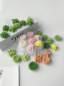 1pc Succulent & Rose Shaped Silicone Mold - White - View 1