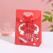 Juego de 3 bolsas de regalo con estampado de flor de rosa y lazo, bolsas de embalaje para regalos de aniversario para parejas románticas (patrones y colores aleatorios) para el Día de San Valentín - Multicolor - Ver 2