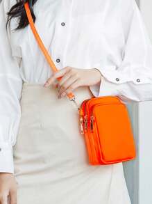 Bolsa transversal de ombro, peça única, casual simples e versátil, pequena bolsa quadrada de tecido Oxford de cor sólida, adequada para o lazer feminino nas ruas e no dia a dia