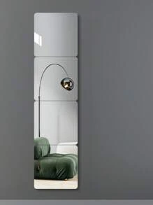 1 套 4 件 12 英寸大圆角全长亚克力镜子，适用于宿舍/家庭的壁挂式衣柜镜子，无需钻孔，粘贴，加厚纸板包装最佳礼物 - 背灰 - 查看 6