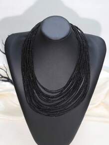 1 pieza Collar de cuentas multifuncional y práctico de mujer - Negro - Ver 3