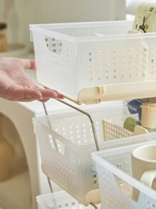 1 set di scaffale scorrevole e impilabile per la cucina, con telaio in metallo robusto e durevole, assemblaggio gratuito con opzione a 2 o 3 ripiani, per riporre frutta, verdura e spezie - Bianco - Visualizzare 7