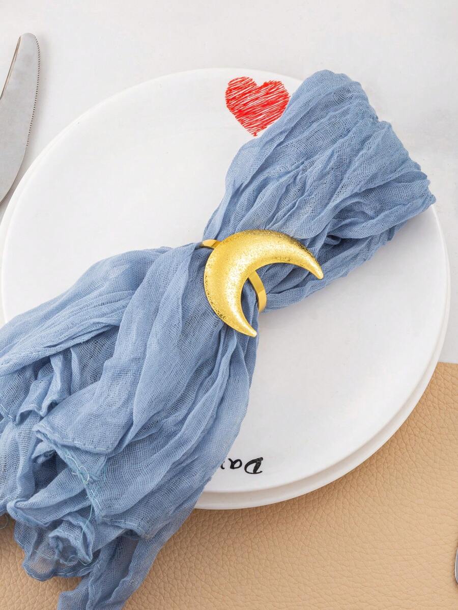 4 Pcs Crescent Moon Napkin Rings, Holiday & Daily Family Gathering, Hotel Tabletop Decor - Multicolor - View 1