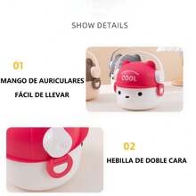 Caja de almuerzo portátil de doble capa con microondas caja de almuerzo encantadora para estudiantes de dibujos animados - Marrón - Ver 3