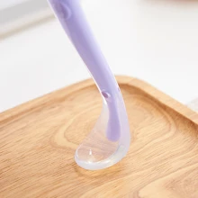 KUNT 1pc Smiling Face Silicone Feeding Spoon With Soft Tip, Baby Training Spoon With Long Handle