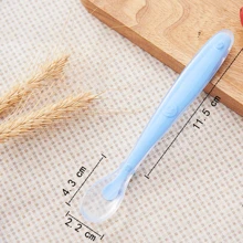 KUNT 1pc Smiling Face Silicone Feeding Spoon With Soft Tip, Baby Training Spoon With Long Handle