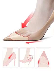 Ultrasoft Shoe Heel Inserts Sponge Half Size Elevator Pad, Adjustable For High Heels/Loafers, Toe Protector Anti-Friction Anti-Pain Size Down Forefoot Pad, Heel Grip Fixer For Women High Heels Women Pumps Summer Daily Wear
