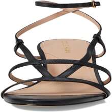 Cole Haan Cole Haan Amber Black Leather Ankle Strap Rounded Open Toe Block Heeled Sandals