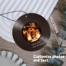 1 PIEZA Acrílico personalizado con foto y texto personalizado, disco de vinilo, disco de color rosa, morado, naranja, azul, decoraciones circulares personalizadas con foto, colgante para puerta de coche, colgante para días festivos, ideal para regalar a novias, amigos, familiares, padres para cumpleaños, días festivos, recuerdos - Multicolor - Ver 2