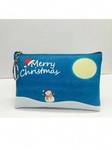 Merry Christmas Women Small Coin Purse Cute Mini Gift Pouch Wallet Zipper Oil Painting For Women Wallet Mini Wallet Purse Wallet Small Wallet Cute Wallet Coin Wallet Key Holder Wallet Keychain Card Wallet