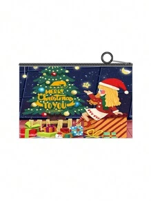 Merry Christmas Women Small Coin Purse Cute Mini Gift Pouch Wallet Zipper Oil Painting For Women Wallet Mini Wallet Purse Wallet Small Wallet Cute Wallet Coin Wallet Key Holder Wallet Keychain Card Wallet