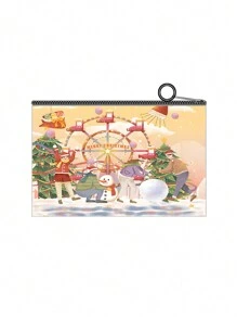 Merry Christmas Women Small Coin Purse Cute Mini Gift Pouch Wallet Zipper Oil Painting For Women Wallet Mini Wallet Purse Wallet Small Wallet Cute Wallet Coin Wallet Key Holder Wallet Keychain Card Wallet