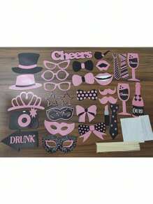 30 sztuk czarnych złotych rekwizytów do fotobudki na urodziny, wesela, bal maturalny, noworoczne artykuły imprezowe, kapelusze, szminka, krawat, korona