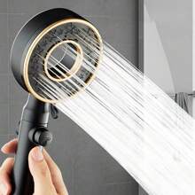 1 个甜甜圈形淋浴喷头，3 种模式可调节高压手持淋浴喷头，双管设计，防烫隔热，4 英寸通用连接，适合家庭淋浴 - 彩色 - 查看 1