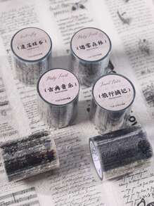 1 卷复古音乐纸、英文字母贴纸，用于剪贴簿、复古风格胶带作为规划师装饰贴纸 - 黑與白 - 查看 4