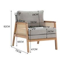 Living And Home Cushioned Wood Armchair - Light Grey - View 7