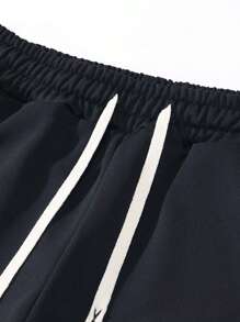 4pcs Men's Regular Fit Plain Casual Trousers With Pockets, Drawstring Waist, Spring & Autumn - Multicolor - View 3