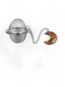 1pc 304 Stainless Steel Tea Infuser With Crystal Stone, Extended Chain Hook, Tea Ball Strainer, For Loose Leaf Tea, Spices, Condiments, Gift For Tea Lovers, Crystal Moon Decor Craft Back To School