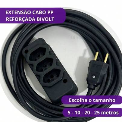 Extensão Cabo PP 5-10-20-25 metros Bivolt 127/220V