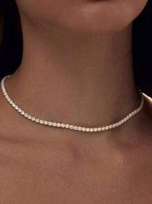 STYLEVER 1Pc Women's Diamond And Pearl Necklace Is A Suitable Holiday Gift
