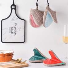 2 pièces de dessous de plat en silicone résistant à la chaleur avec housse en tissu - polyvalent pour supports de casserole, dessous de plat pour micro-ondes/four, support de poignée de poêle, tapis de plan de travail de cuisine