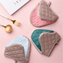 2 pièces de dessous de plat en silicone résistant à la chaleur avec housse en tissu - polyvalent pour supports de casserole, dessous de plat pour micro-ondes/four, support de poignée de poêle, tapis de plan de travail de cuisine