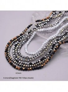 Perline in vetro di cristallo a faccetta Rondelle di circa 4mm, colore di rivestimento, 6 fili / sacchetto, circa 720 pezzi, perline sfuse spaziatrici per la fabbricazione di gioielli fai-da-te, accessori per braccialetti, collane e accessori per abbigliamento