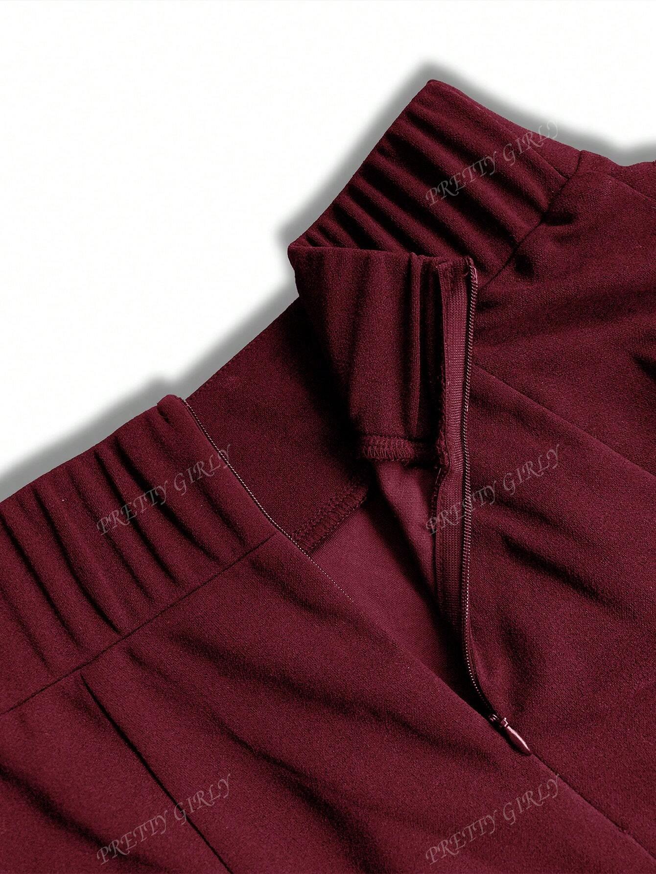 تنورة طويلة عالية الخصر نصف الركبة للنساء، موسم ال...