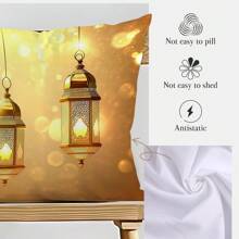 1 Pc Ramadan Lantern Print Decorative Throw Pillow Cover, 45*45cm