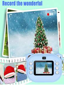 Thermal Print Camera Camera Instant Print 1080P Dual Lens Digital Camera One-Touch Printable Camera 2 Inch Screen Built-In Battery Thermal Printing Paper Birthday Christmas New Year Gifts
