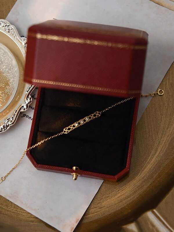 1 pieza Pulsera de plata de ley S925 de estilo palaciego con micro-incrustaciones huecas, adecuado para el uso festivo de las damas