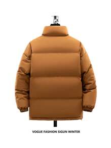 Men's Plus Size New Winter Stand Collar Brand Cotton Jacket For Couples, Hong Kong Style Fashionable Warm Cotton Jacket In Multiple Sizes - màu đen - Xem 5