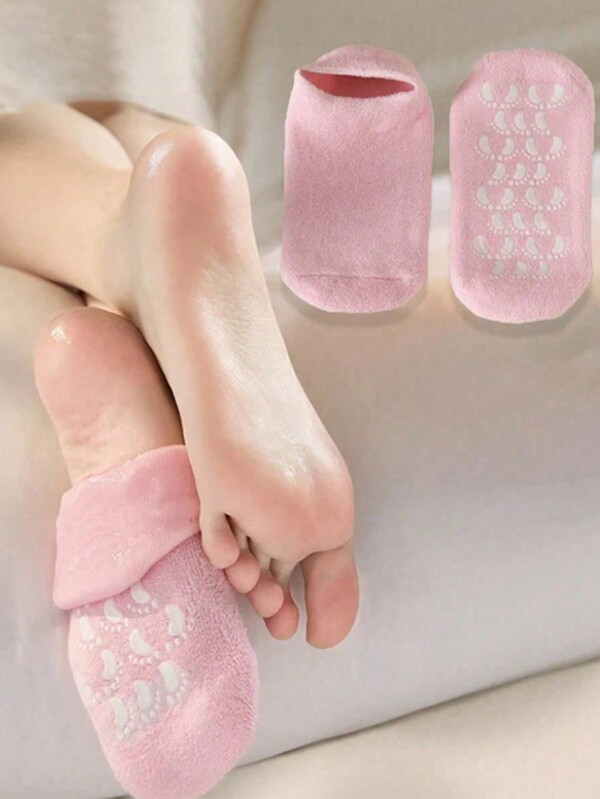 1 Pair Essential Oil Moisturizing No Show Socks, Pink Anti-Slip Moisturizing Heel Gel Sock Liners, Suitable For Wedding, Bride, Bridesmaid, Gifts, All Season Foot Care