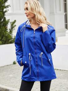 Spring And Autumn Long-Sleeved Women Waterproof And Windproof Windbreaker With Hood For Outdoor Activities