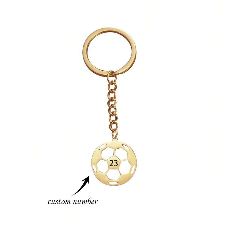 Móc khóa bóng đá tùy chỉnh Áo bóng đá Số Móc khóa khắc nam Móc khóa bằng thép không gỉ vàng Quà tặng tốt nghiệp cho bạn trai - Nhiều màu - Xem 1