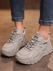 Women's Versatile Sporty Casual Chunky Sneakers, New Arrival - Grey - View 4