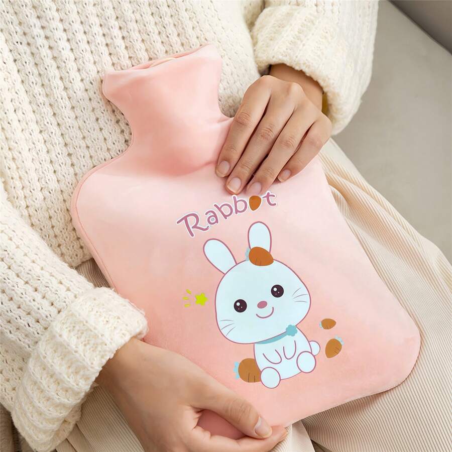 1 个 2000 毫升可爱毛绒热水袋，PVC 内衬，便携式加热垫，用于保持手/脚温暖，快速保温，适用于颈部、背部、肩部、腿部和月经来潮，可清洗和重复使用，是户外、办公室、学校、家庭的理想选择 - 彩色 - 查看 1