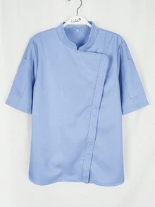 女士纯色小立领厨师上衣