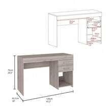 Ibare Two Drawer Computer Desk, One Lower Shelf -Light Gray,Klgeivb,Christmas