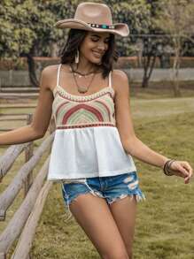 Top de punto blanco sexy con escote en V, agujeros, para vacaciones en la playa, fiestas, festivales de música como Coachella, con volantes y espalda descubierta de ganchillo