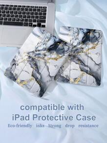 Ayotu 1 pieza Funda protectora con diseño de mármol gris y dorado, compatible con Samsung, Apple, Redmi, tablets, con ranura para lápiz y función de suspensión/activación automática - Multicolor - Ver 2
