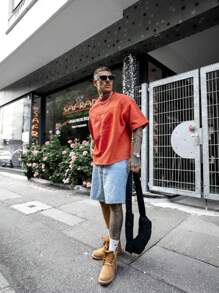 2025 Print Patchwork Casual Men Short Sleeve T-Shirt, Fashionable Versatile Daily Wear, Spring/Summer