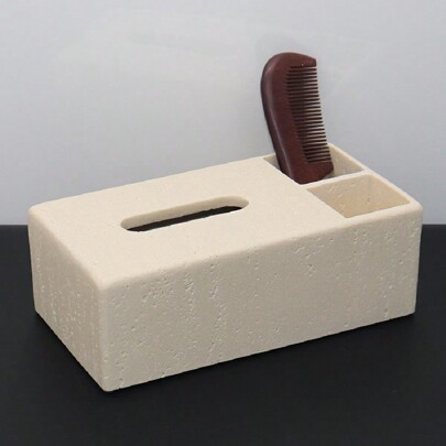 Caixa de papel toalha de pedra porosa, porta-lenços de mesa, armazenamento luxuoso e atraente, caixa de lenços faciais com design criativo em estilo creme para sala de estar, mesa de centro, decoração de banheiro, organizador de banheiro, decoração de outono, volta às aulas