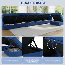 115" Sectional Couches For Living Room, Modern Modular Sofas With Large Storage, U Shaped 6 Seat Convertible Couch Sofa Set With Removable Cushion Cover (3Packages One Sofa)