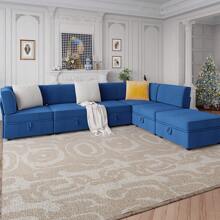 115" Sectional Couches For Living Room, Modern Modular Sofas With Large Storage, U Shaped 6 Seat Convertible Couch Sofa Set With Removable Cushion Cover (3Packages One Sofa)